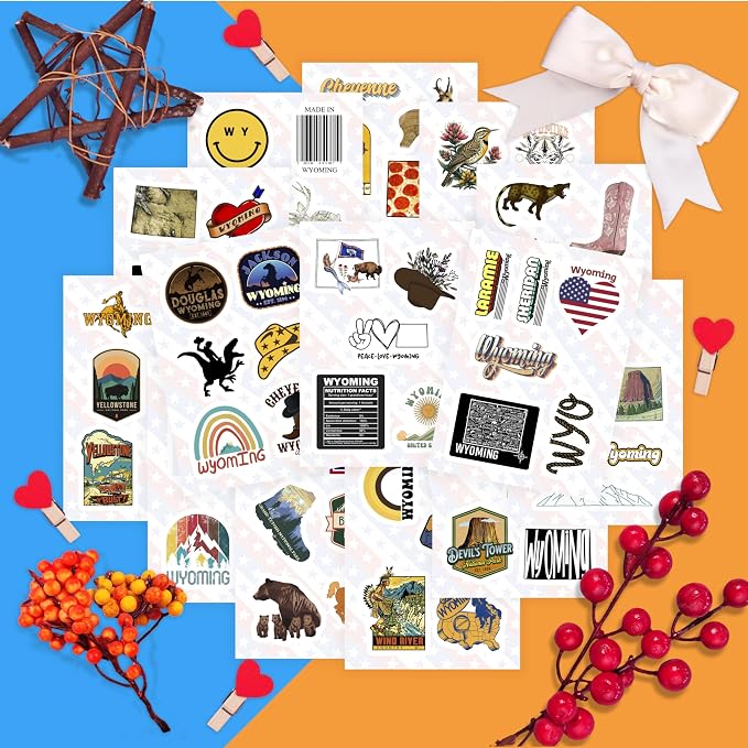 100Pcs Wyoming Sticker for Water Bottle and Laptop - Image 5