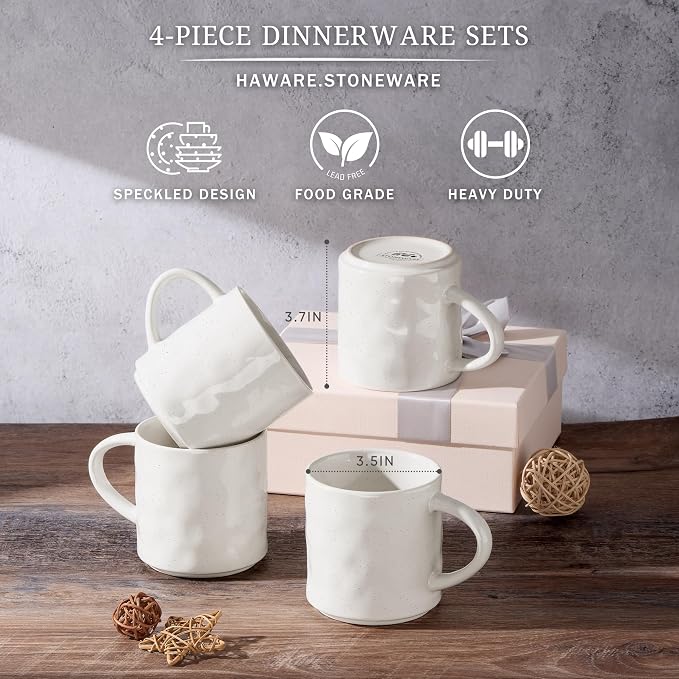 HaWare 14OZ Coffee Mugs Set of 4, Stoneware Coffee Cups - Image 2