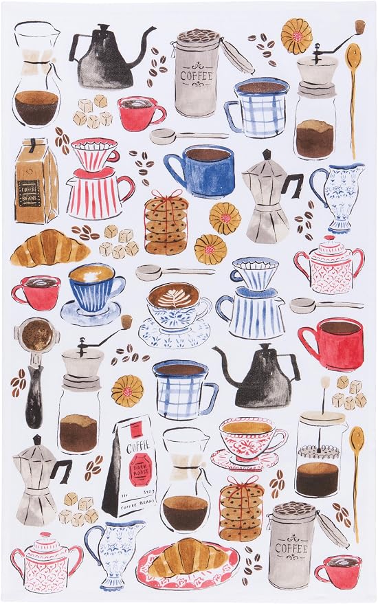 Now Designs Coffee Break Printed Kitchen Towel, 18x28 inches by NowDesigns