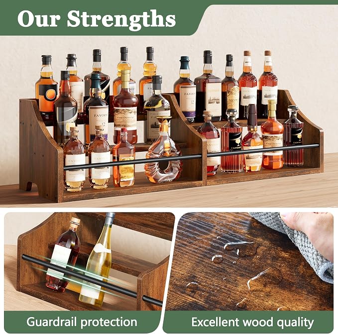 FAVOOSTY 5 Tier Countertop Liquor Bottle Display Shelf Organizer, Retro - Image 2