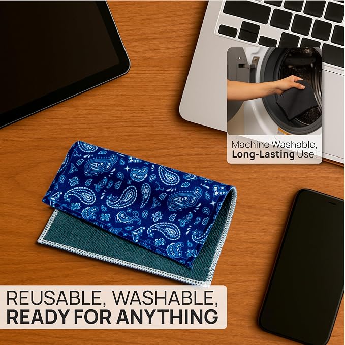 Microfiber Wholesale Quick Cloth Glasses Cleaning Cloths–5x7 Paisley Blue 2-Pack - Image 4
