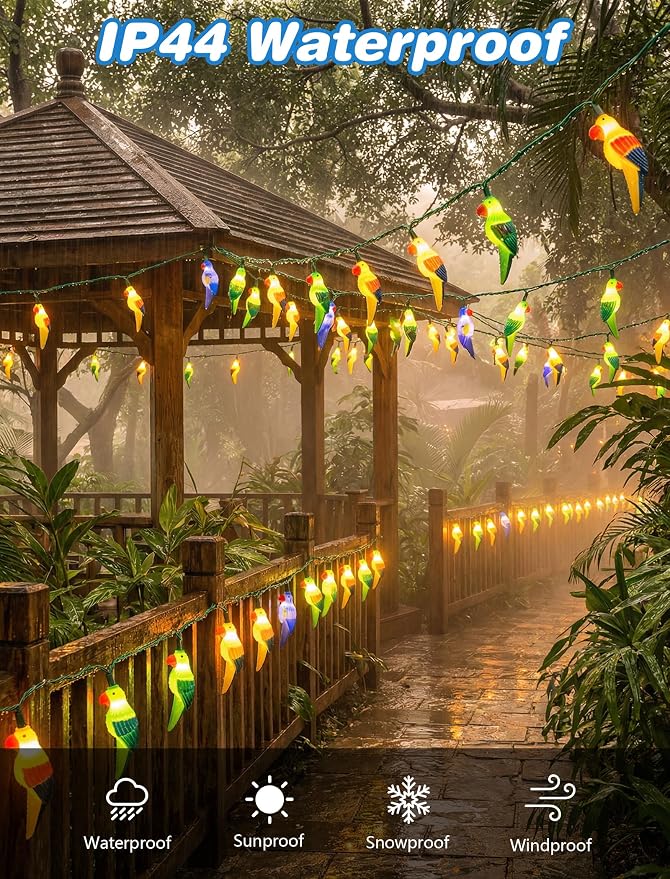 8.5Ft Parrot String Lights, Outdoor Tropical Themed LED String Lights - Image 4
