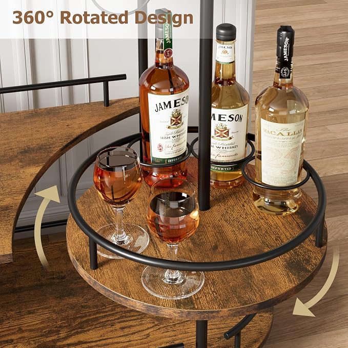 Garvee Bar Serving Cart with Wine Rack and Glass Holder, 3-Tier Rolling Serving - Image 4