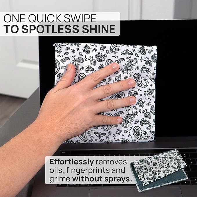 Microfiber Wholesale Quick Cloth Glasses Cleaning Cloths–8x8 Paisley White - Image 2