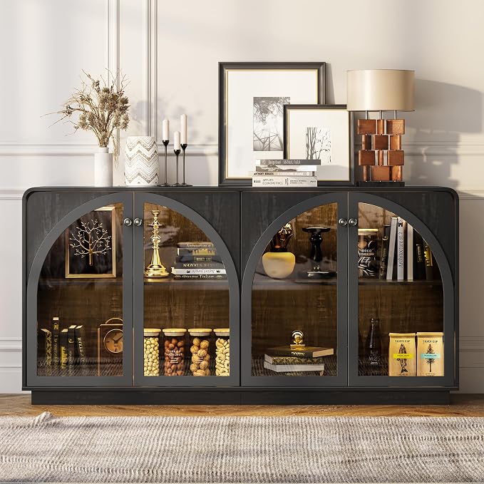 Sideboard Buffet Cabinet with Storage, Modern Coffee Bar Liquor Cabinet w/2 - Image 3