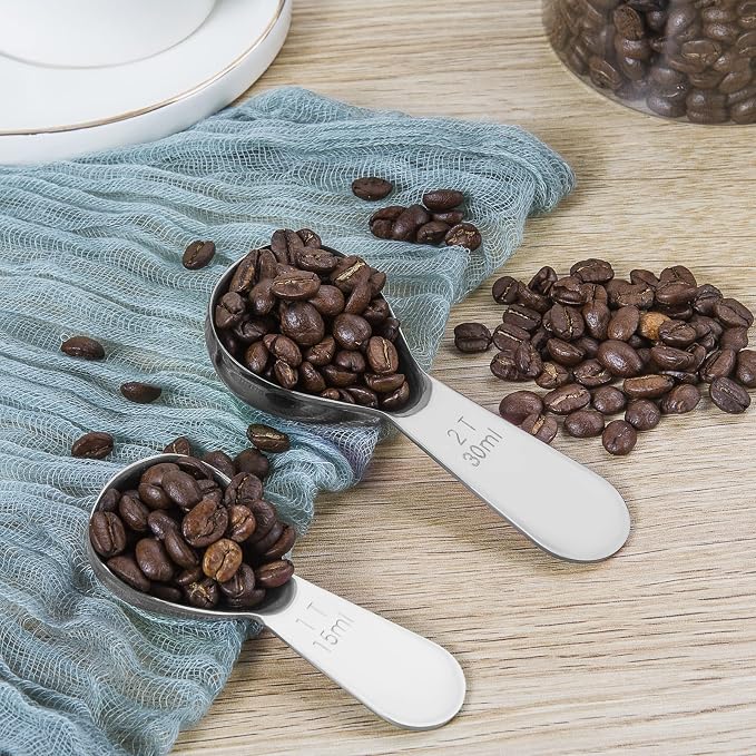 Safring Stainless steel coffee scoop 2-piece set durable Tablespoon, ergonomic - Image 7