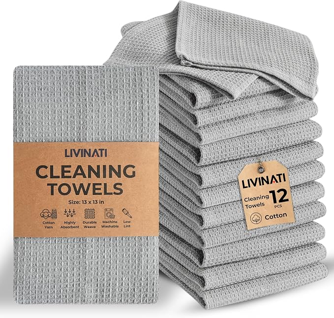 Light Gray Cotton Cleaning Rags by LIVINATI