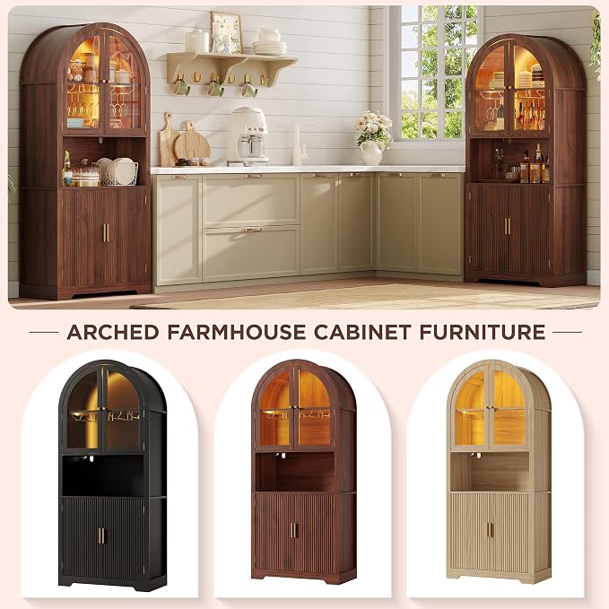 Maupvit 70" Tall Arched Wine Bar Cabinet - Image 7