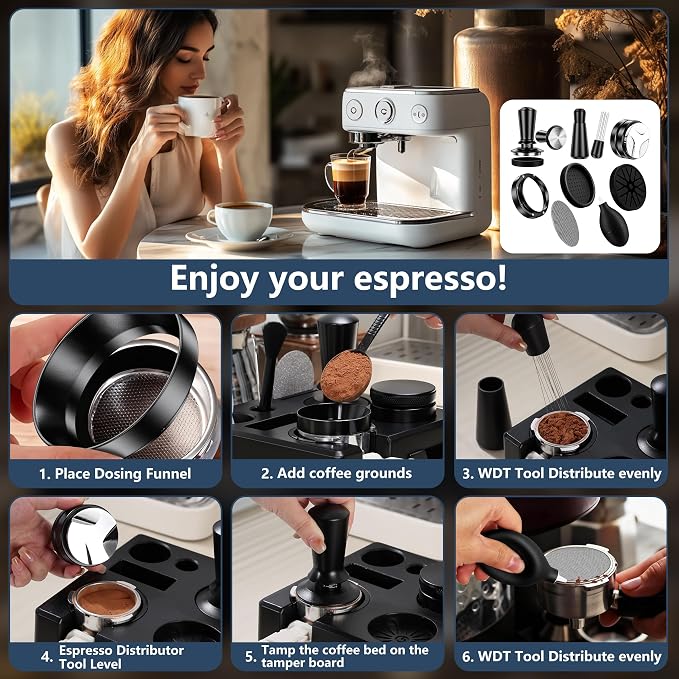 8 Pack Espresso Accessories Kit, 51mm Espresso Tool Kit | Coffee Distributor - Image 6