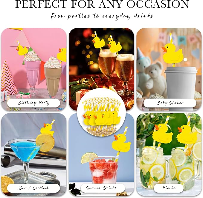 50Pcs Summer Duck Party Straws, Disposable Straw Party Decoration - Image 6