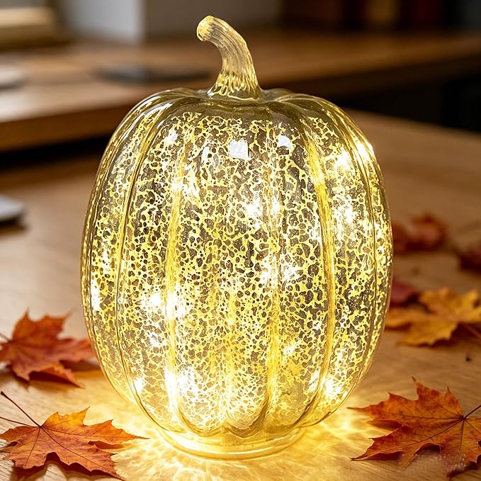 Mercury Glass Pumpkin Light - Image 2