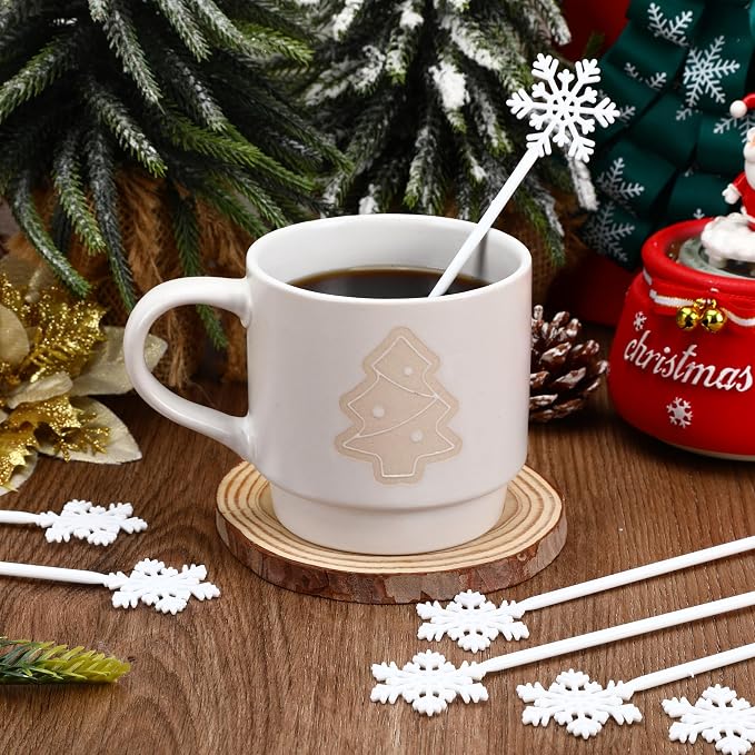 36 Pcs Christmas Drink Stirrers, Snowflake Cocktail Stirrers Plastic Swizzle - Image 3