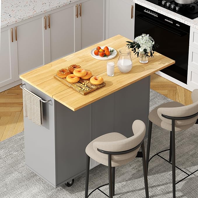 Shintenchi Kitchen Island with Folding Drop Leaf, Rolling Island Table with by Shintenchi%7CFurnitureMadeforRealLife