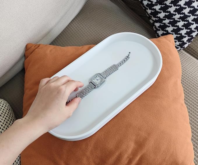 White Small Tray, Oval Tray, Countertop Organizer | - Image 7