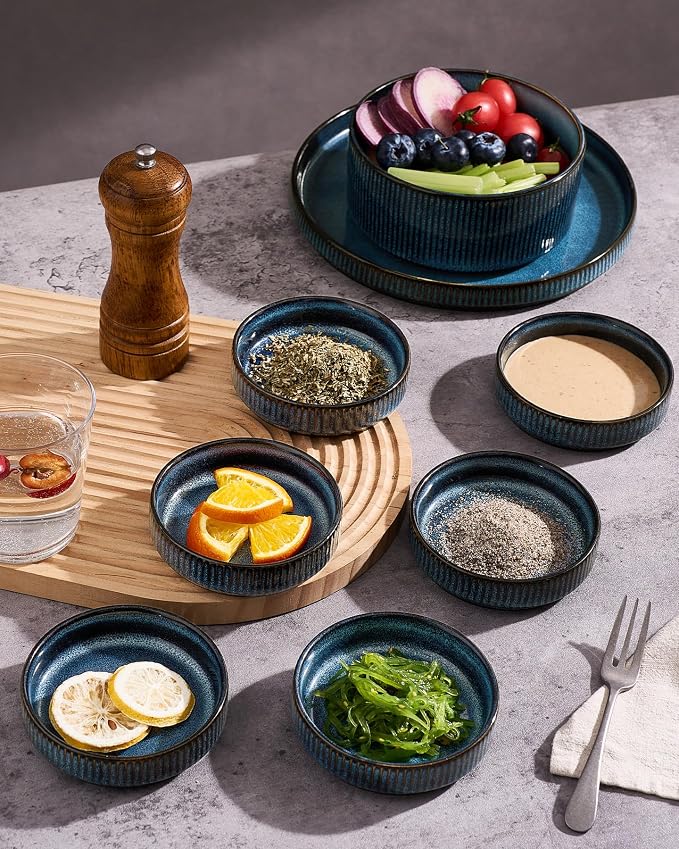 famiware Star Soy Sauce Dish Ceramic Dipping Bowls Set of 6, 4 oz Individual - Image 4