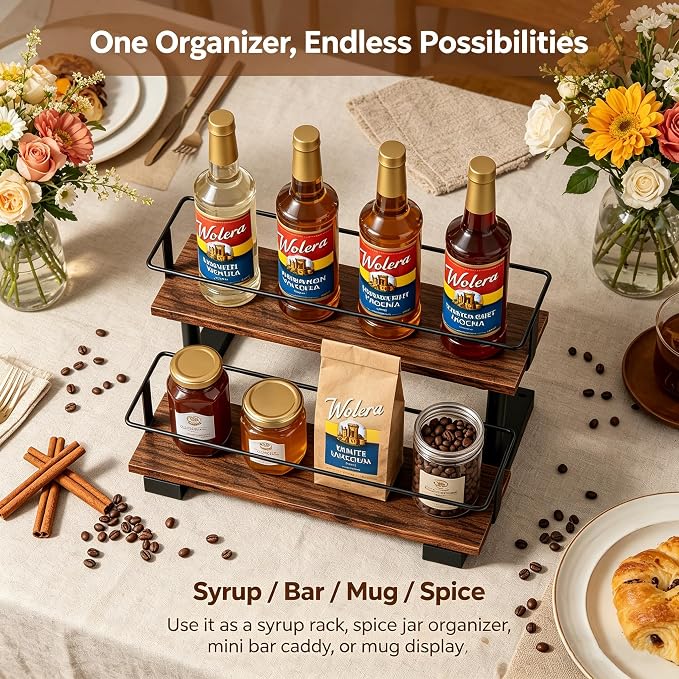 2-Tier Syrup Bottle Holder for Coffee Bar – Sturdy Countertop Organizer Rack - Image 6
