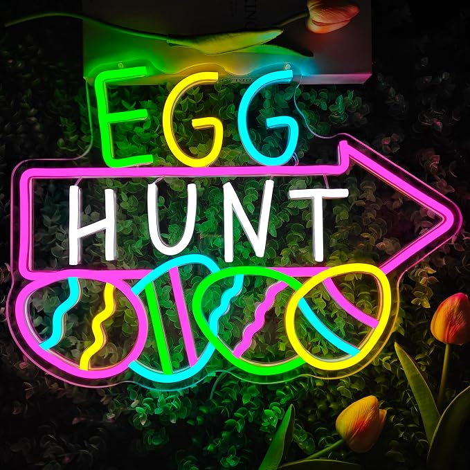 Easter Neon Sign for Wall Decor Easter Egg Hunt Led Sign Easter Decorations by DpaintNeonSign