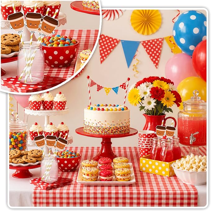 Brown Striped Paper Straws, Disposable Coffee Drinking Straws, Cute Party Straws - Image 4