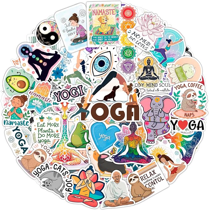 100Pcs Yoga Stickers for Planner, Water Bottle by BulbaCraft
