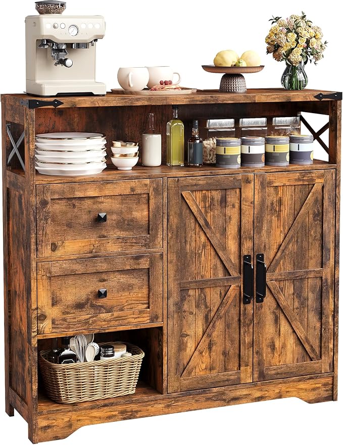 Vabches Farmhouse Buffet Sideboard Cabinet by Vabches