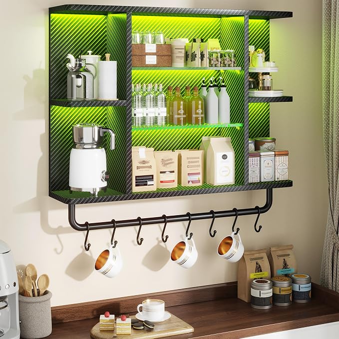 REIBII 34" Gaming Floating Shelves, LED Wall Mounted Shelf - Image 6