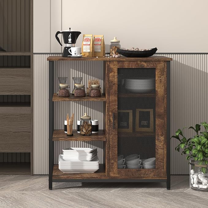 LVSOMT Mini Coffee Bar Cabinet for Home Kitchen, 27.5'' Coffee Stand Station - Image 9