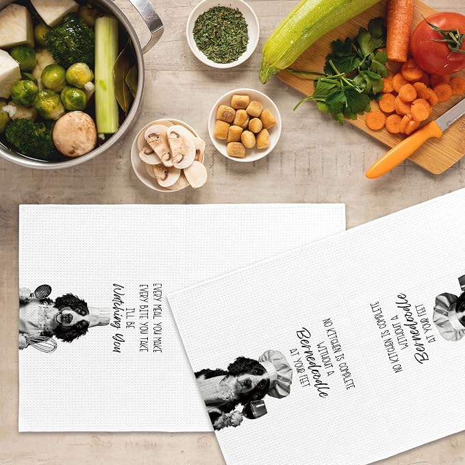 Bernedoodle Kitchen Towels Set of 2, Dog Kitchen Accessories, Bar Decor - Image 5