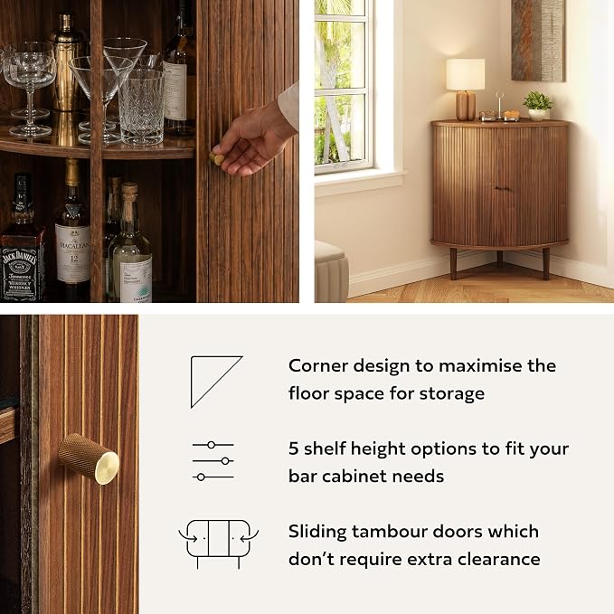 WERMO 30'' Fluted Corner Bar Cabinet - Image 3