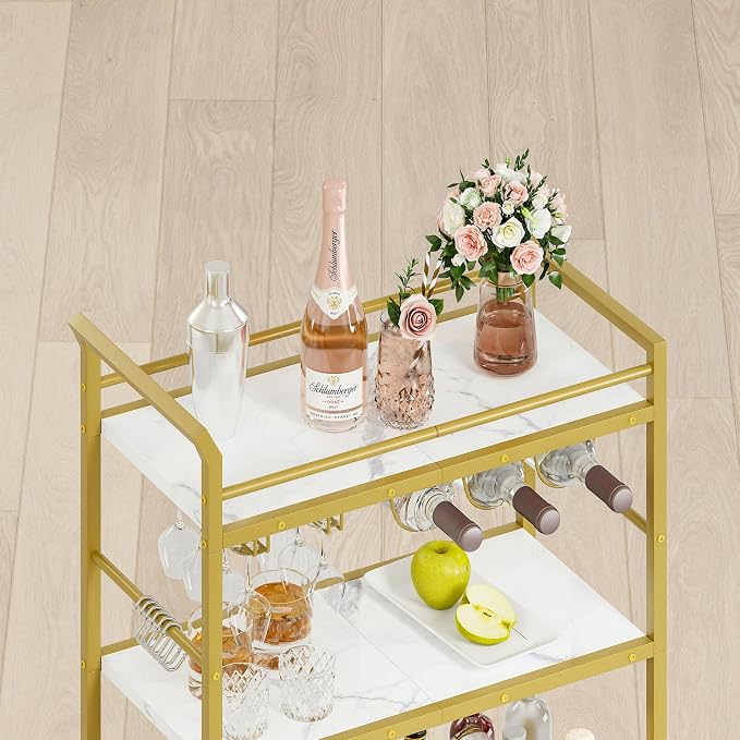 3 Tier Bar Cart, Small Beverage Cart, Mini Bar Cart - Image 4