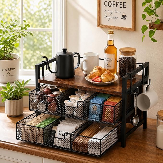 Coffee Station Organizer, Countertop Coffee Bar Holder - Image 2