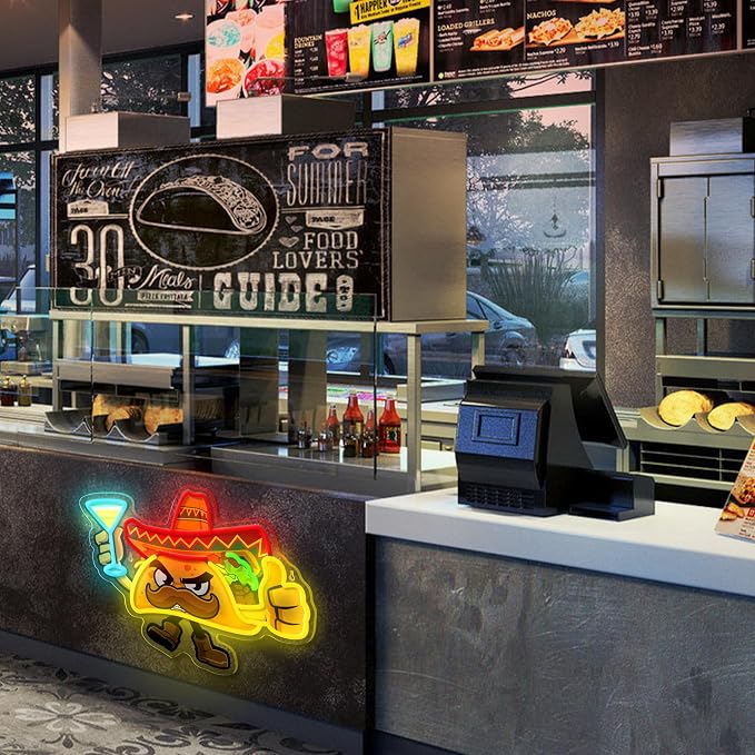 Tacos Neon Sign for Wall Decor, Dimmable Led Tacos Neon Light for Mexican - Image 5