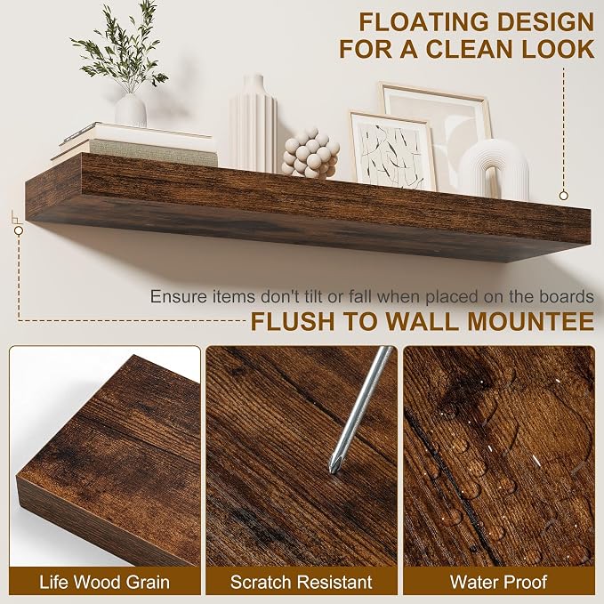Fun Memories Floating Shelves for Wall, 36Inch Floating Shelves Set of 2 - Image 5