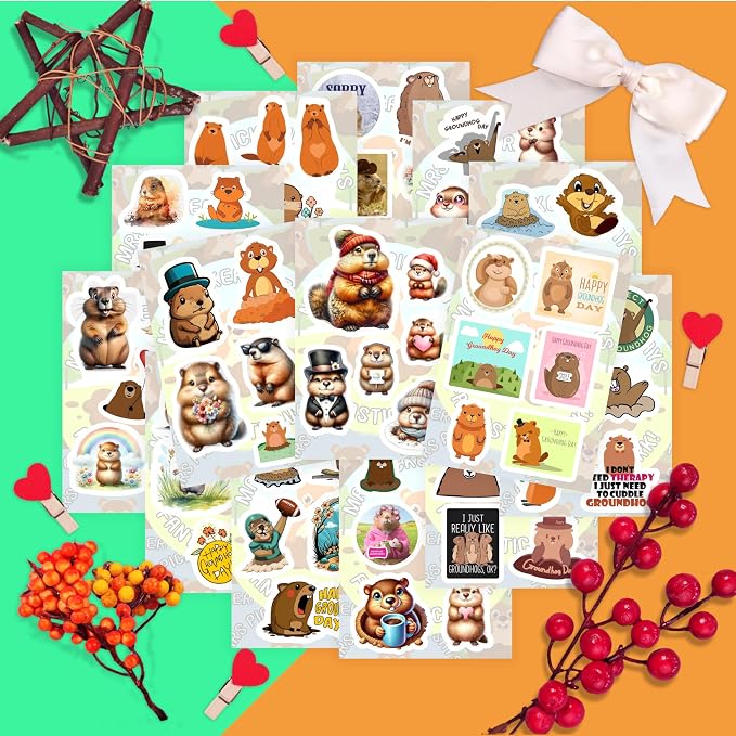 100Pcs Groundhog Stickers for Water Bottle and Laptop - Image 5