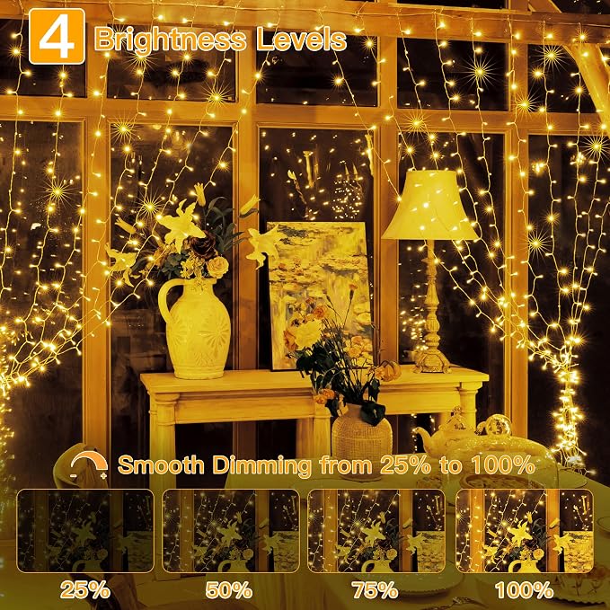 Ollny Curtain Lights 6.6x6.6ft, 200 LED String Lights - Image 8