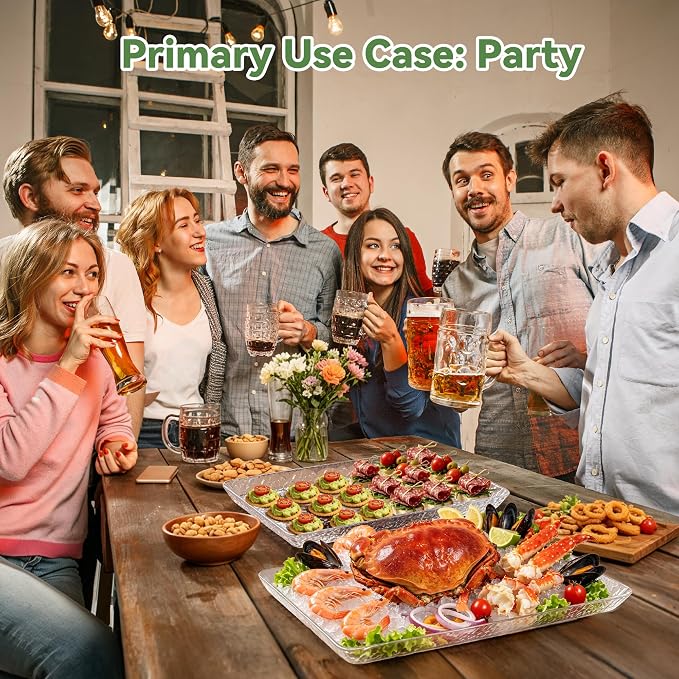 Clear Serving Trays for Party 8 Pack, 15x11 Acrylic Food Platters | 8 pack - Image 4