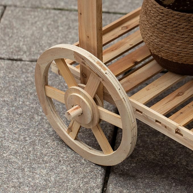 Vintiquewise Antique Solid Wood Decor Display Rack Cart Wood Plant Stands - Image 7