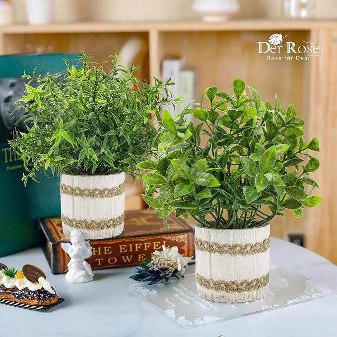Der Rose 4 Pack Small Fake Plants Indoor Mini Artificial Plants - Image 2