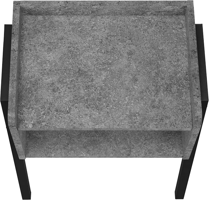 Slim Grey End Table with Storage Cubby, Modern 2-Tier Accent Side Table with - Image 6