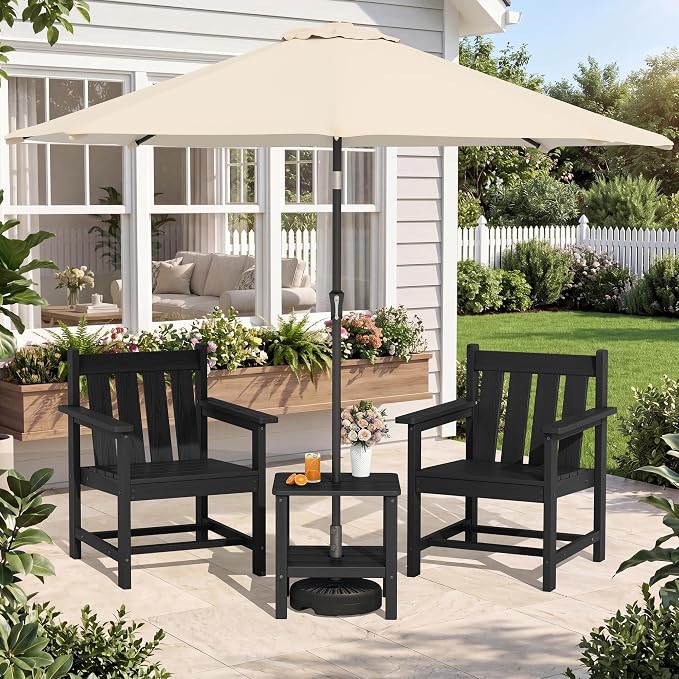 SEWRWALL 3 Pieces Patio Bistro Set, All Weather Adirondack Chair Set - Image 3