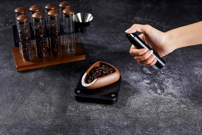 Walnut Coffee Bean Dosing Cup and Spray Bottle Kit - Image 3