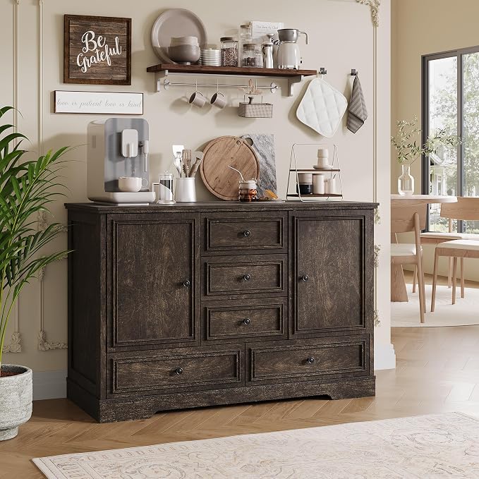 GarveeHome 47" Farmhouse Sideboard Buffet Cabinet, Sideboard Storage credenza - Image 2