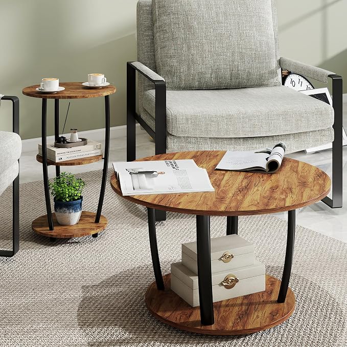 MWOOD Small Round Side Table, 3-Tier End Table - Image 6