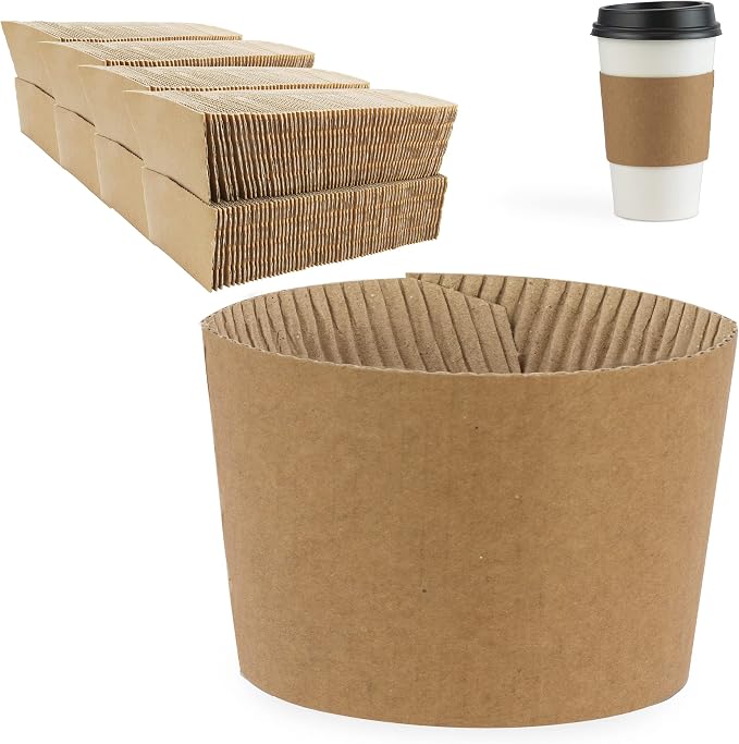 FMP Brands 500 Pack Kraft Coffee Cups Sleeves Disposable Bulks, Durable by FMPBrands