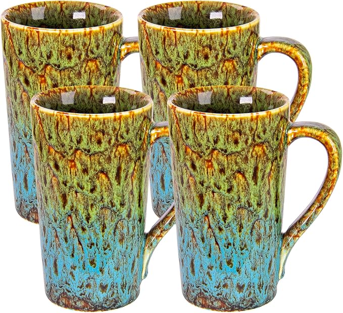 20oz Porcelain Coffee Mugs Set of 4, Large Tall Coffee Mugs by YINUOWEI