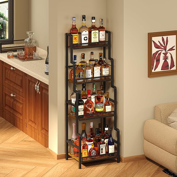 Hayexiha 4-Tier Stepped Freestanding Wine Rack, Large Capacity Liquor Cabinet - Image 2