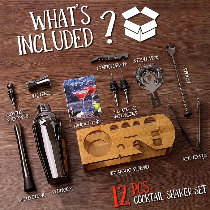 Cocktail Shaker Set Bartender Kit : 12-Piece Bar Tool Set - Image 2