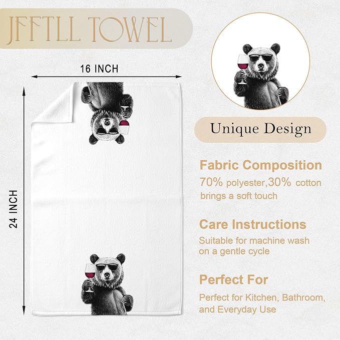 Funny Bear Wine Kitchen Towels, Bar Towel - Image 7