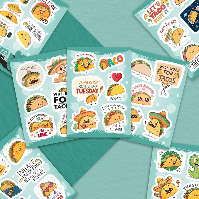 100Pcs Taco Stickers for Adults Vinyl - Image 6