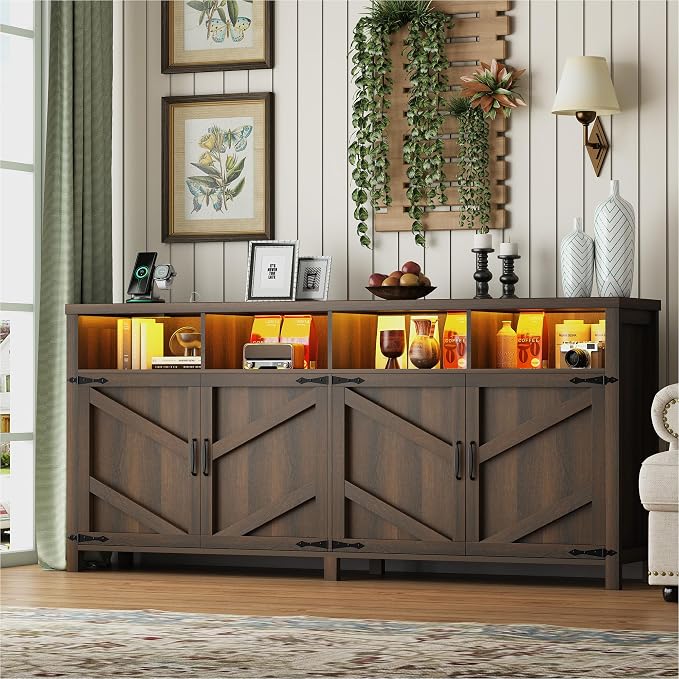 knoworld Buffet Sideboard with Storage Farmhouse with 4 Doors, Dining Room - Image 6