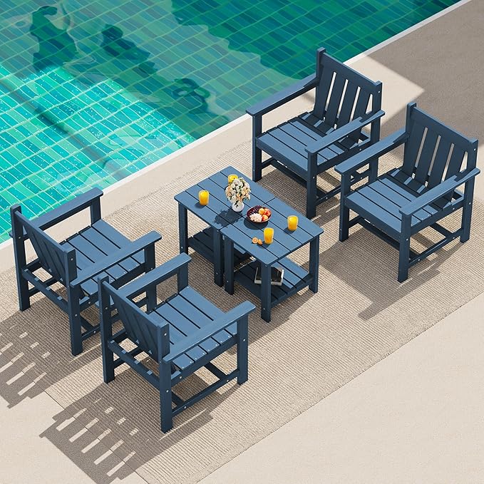 SEWRWALL Patio Furniture Set, HDPE Material All Weather Use Adirondack Chair Set by SERWALL